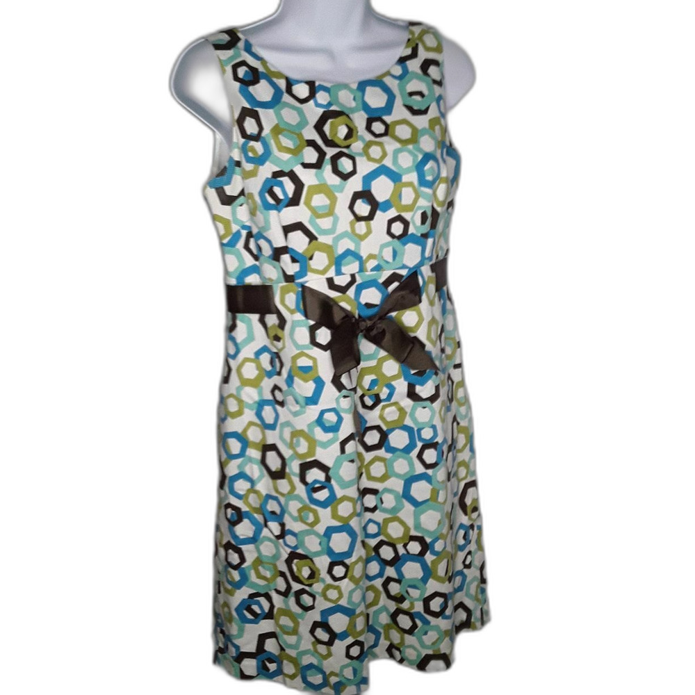 Kim Rogers Signature Retro Geometric Print Sleeveless Dress size 10P (1191)